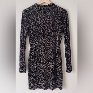NWT Naked Wardrobe Brown & Black Leopard Velvet Dress